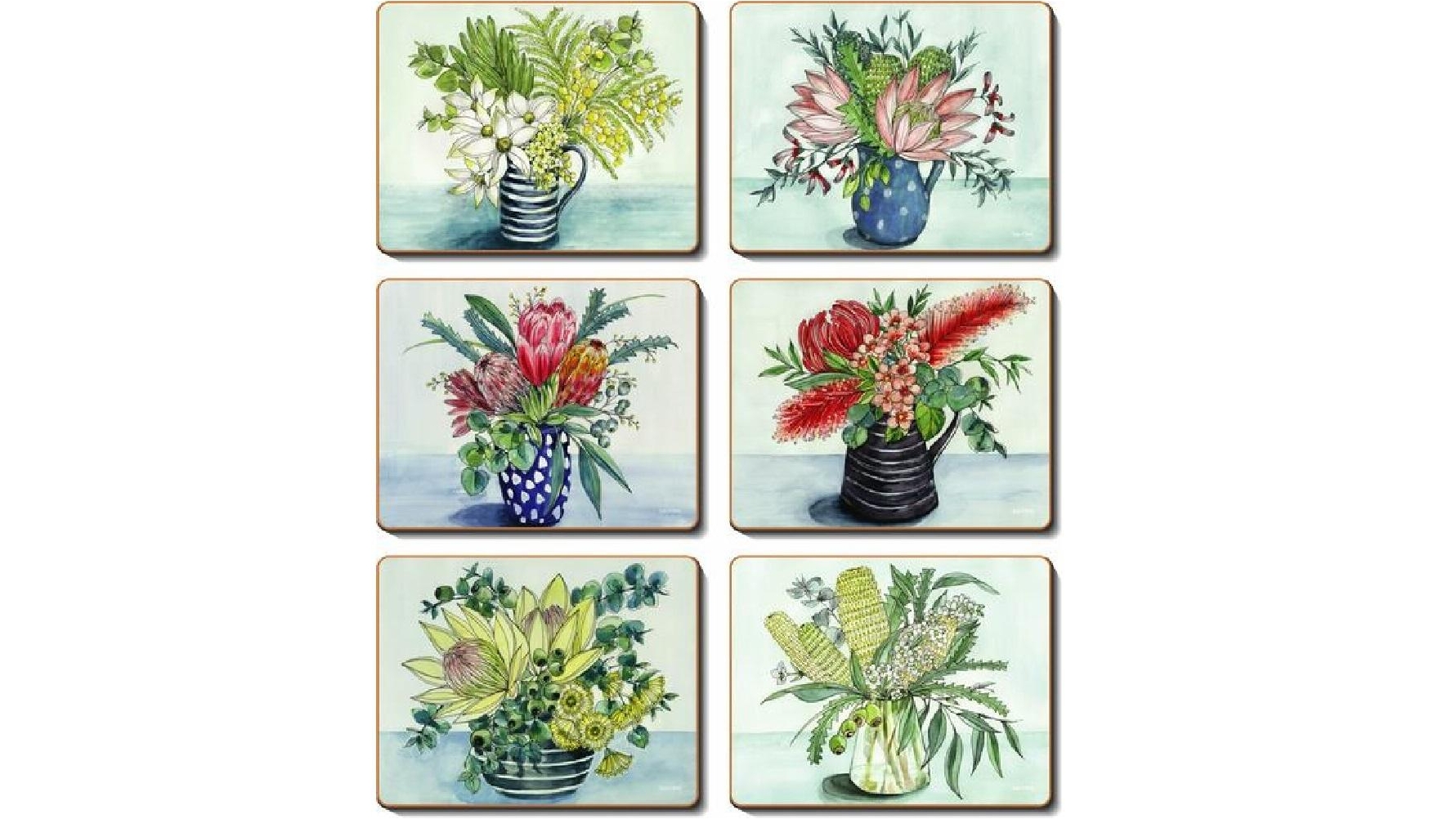 Cinnamon Set of 6 Native Vase Cork Backed Placemats