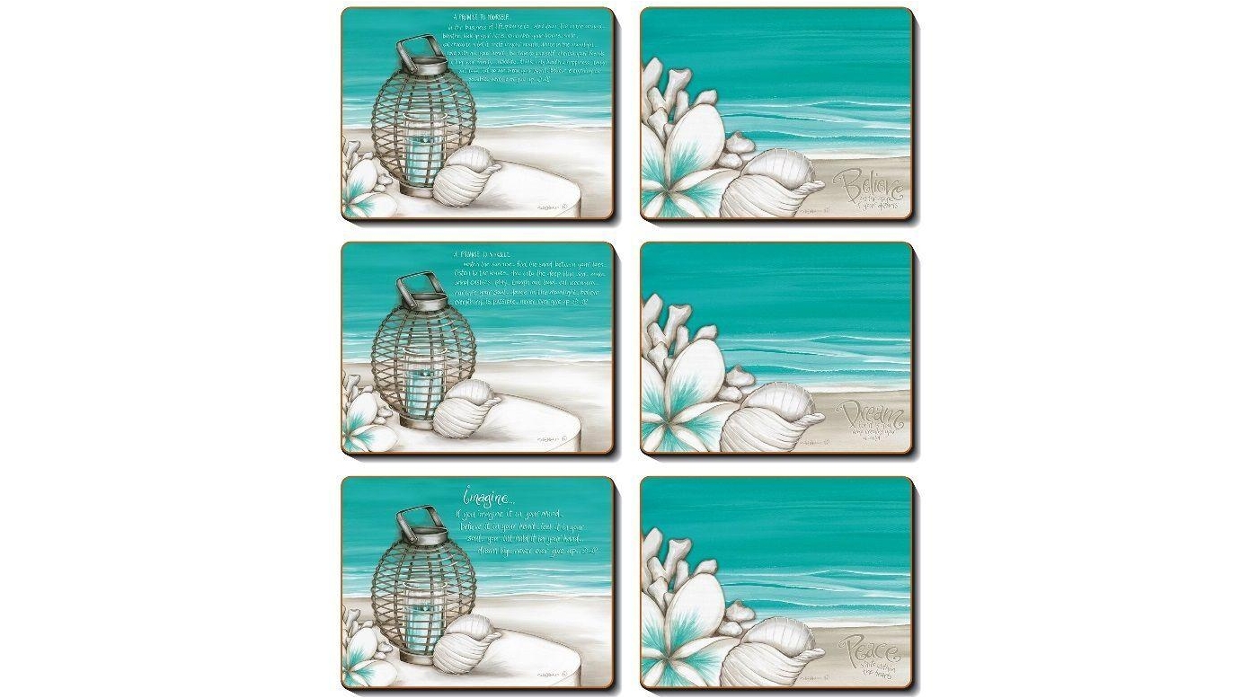 Cinnamon Set of 6 Beach Lantern Cork Backed Placemats 