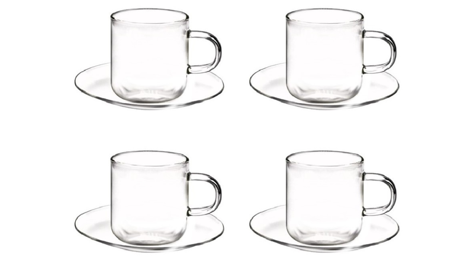 Coffee Culture Odin 90ml Borosilicate Glass Cup and Saucer Set of  4