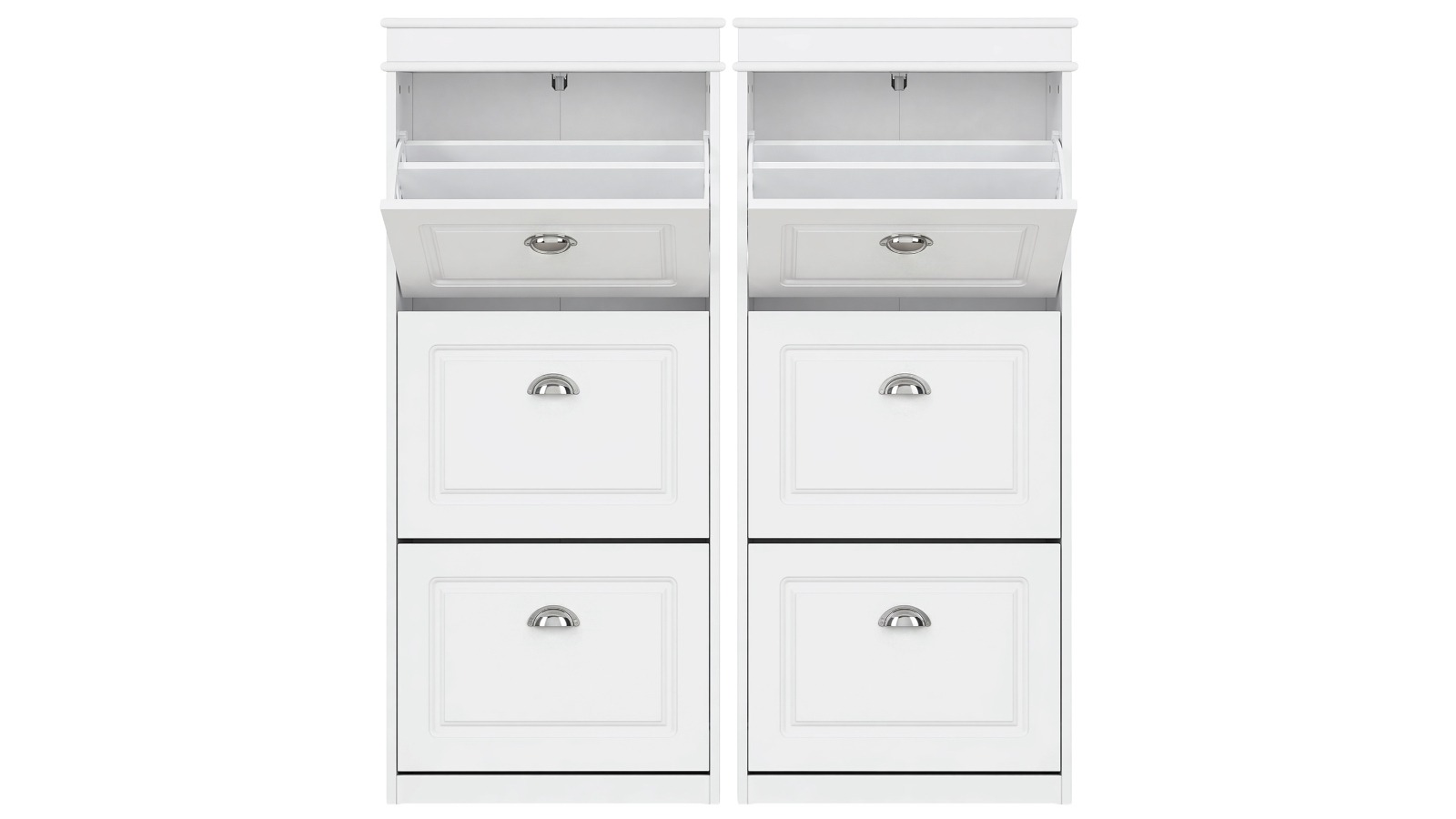 Artiss 2 Piece Shoe Cabinet Storage Organiser with 3-Flip Drawer - White