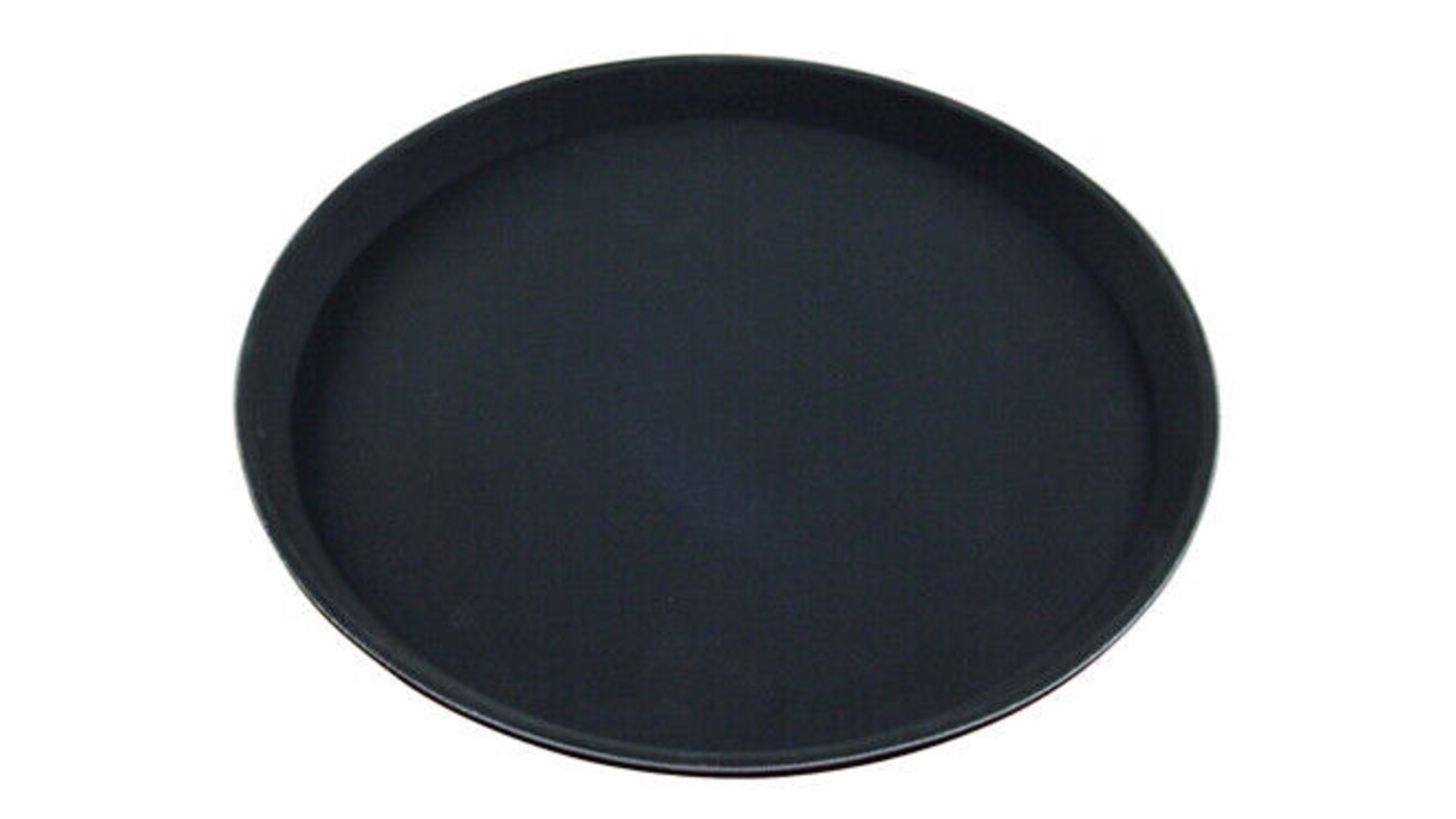 Chef Inox Black Plastic Round Non Slip Serving Tray - 35cm
