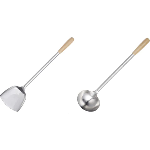 Chef Inox Stainless Steel Wok Set - Spatula and Ladle