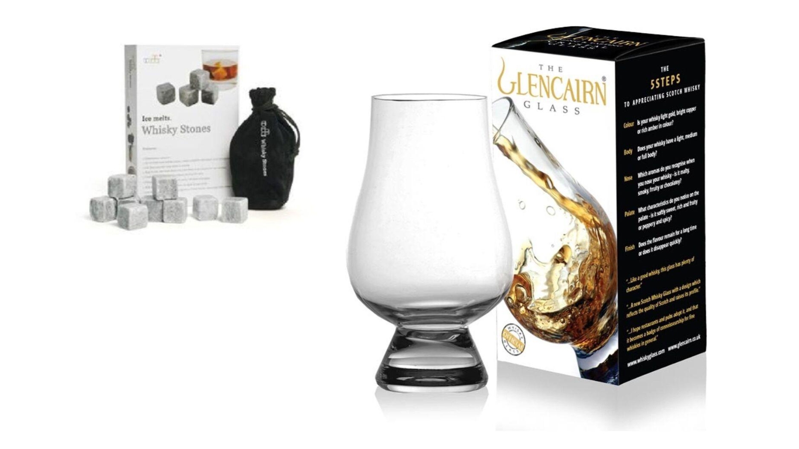 The Glencairn Whisky Glasses and Whisky Stones Set