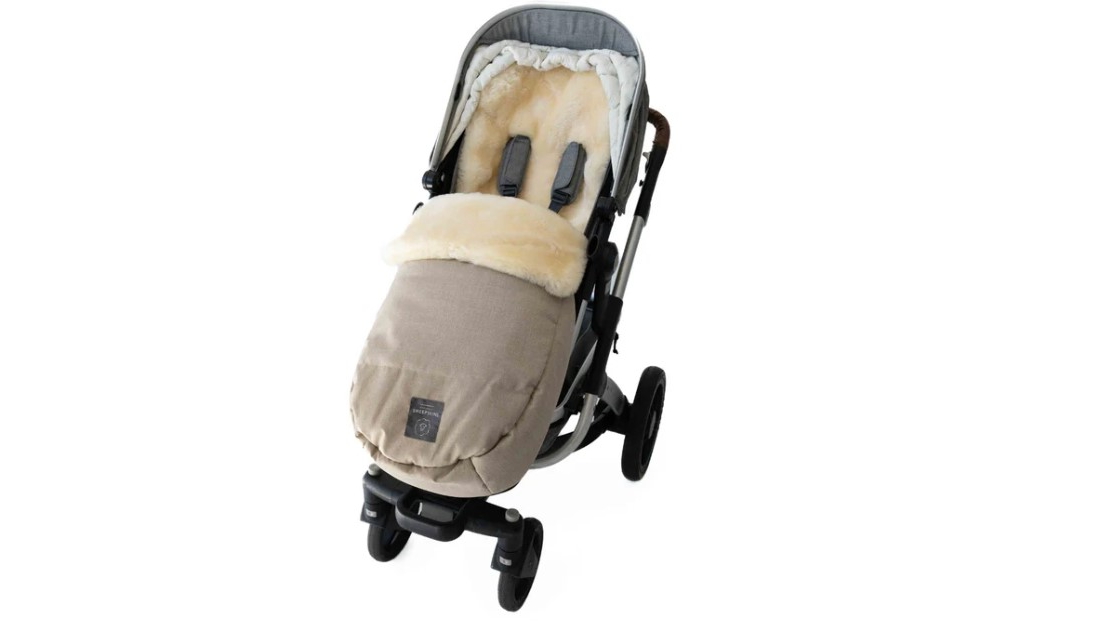 Naturally Sheepskins Universal Fit Weatherproof 2-in-1 Lambskin Pram Liner Footmuff - Soft Wheat