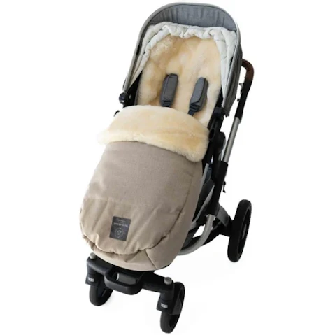 Naturally Sheepskins Universal Fit Weatherproof 2-in-1 Lambskin Pram Liner Footmuff - Soft Wheat