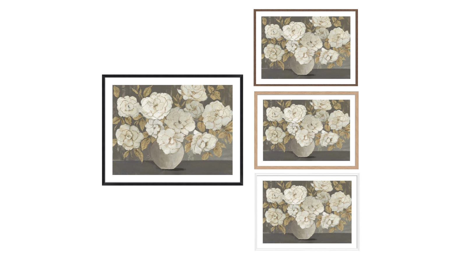 La Grolla White Golden Bouqet Frame Wall Art