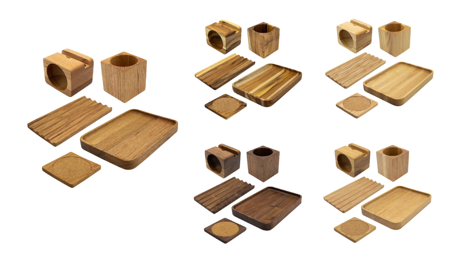 Desky Hardwood Full Set Desk Accessories
