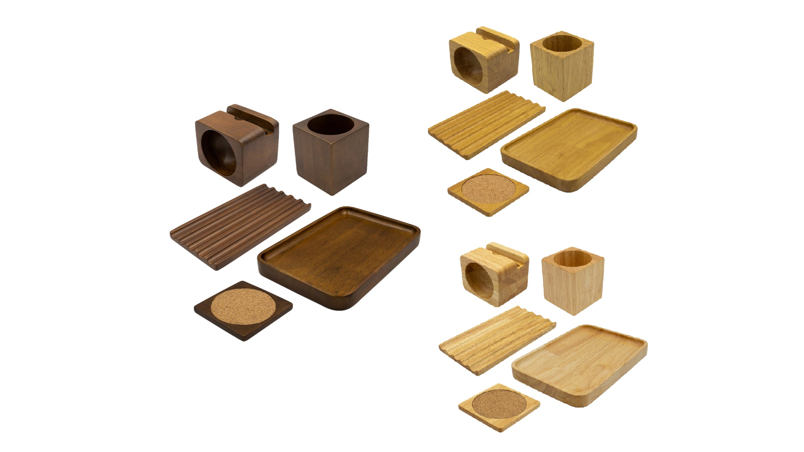 Desky Rubberwood Full Set Wooden Desk Accessories