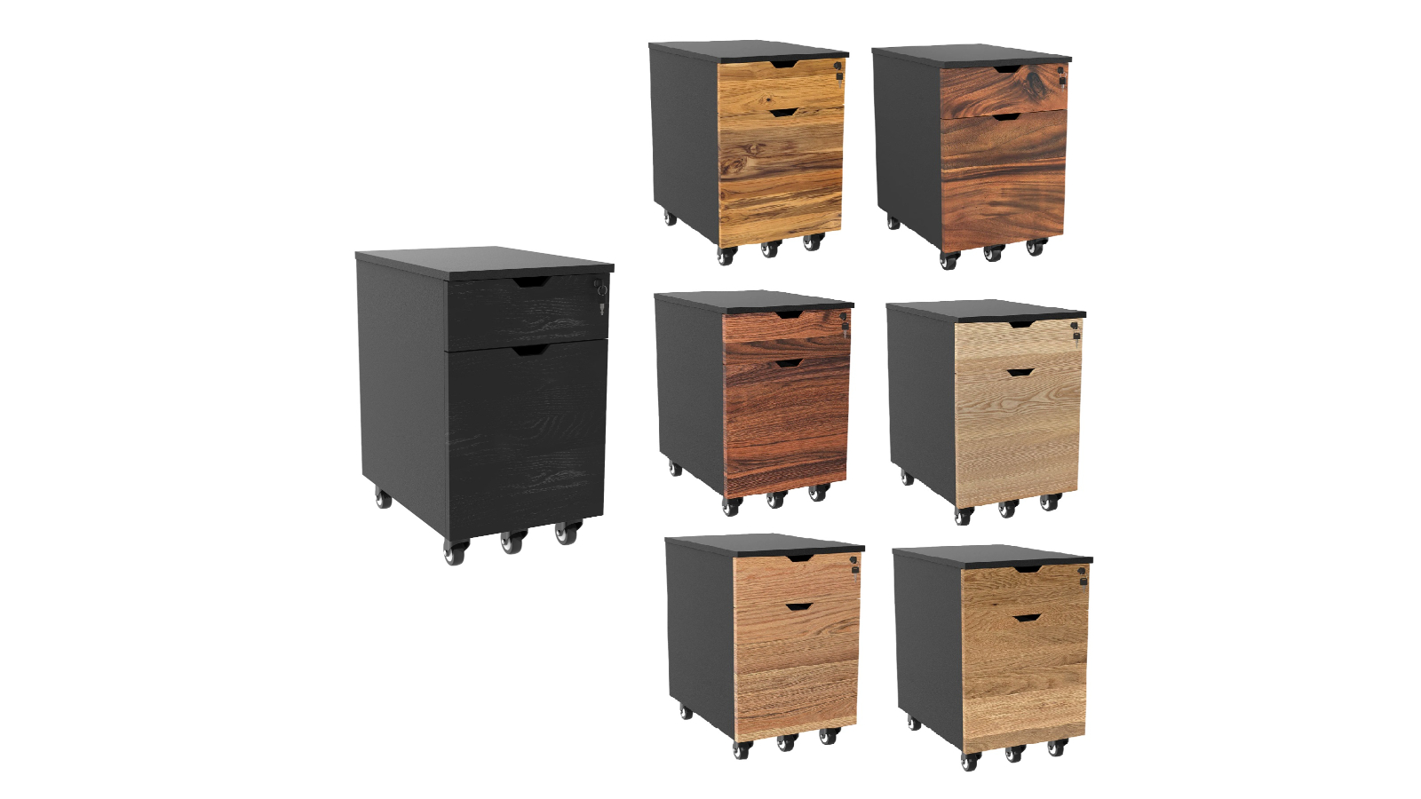 Desky Black Hardwood Minimal Filing Cabinet
