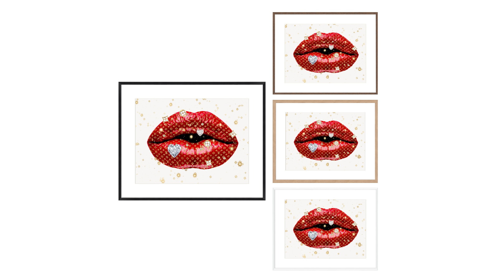 La Grolla Luxury Lips Red Frame Wall Art