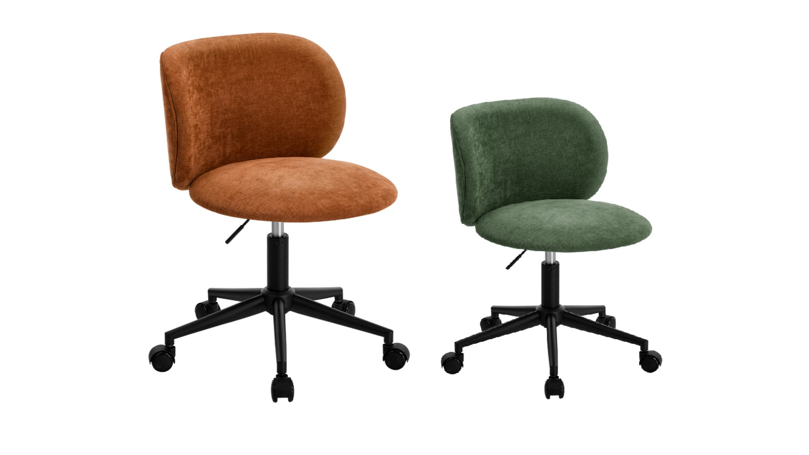 Oikiture Armless Mid Back Swivel Ergonomic Wheels Office Chair