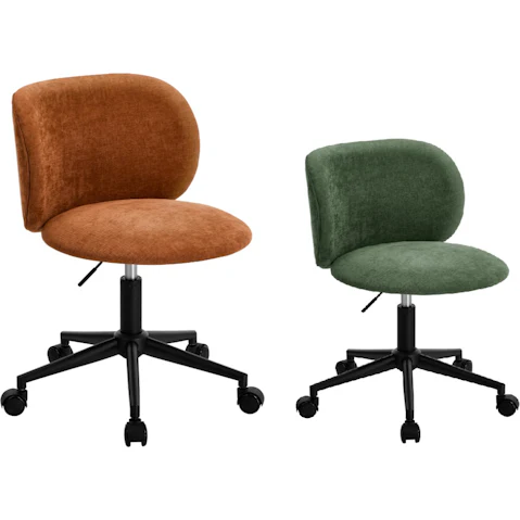 Oikiture Armless Mid Back Swivel Ergonomic Wheels Office Chair