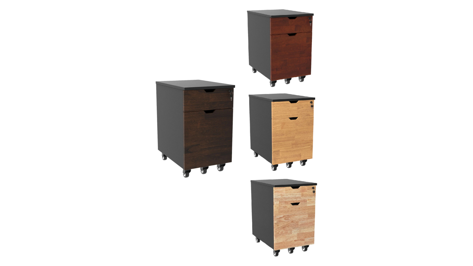 Desky Black Rubberwood Minimal Filing Cabinet