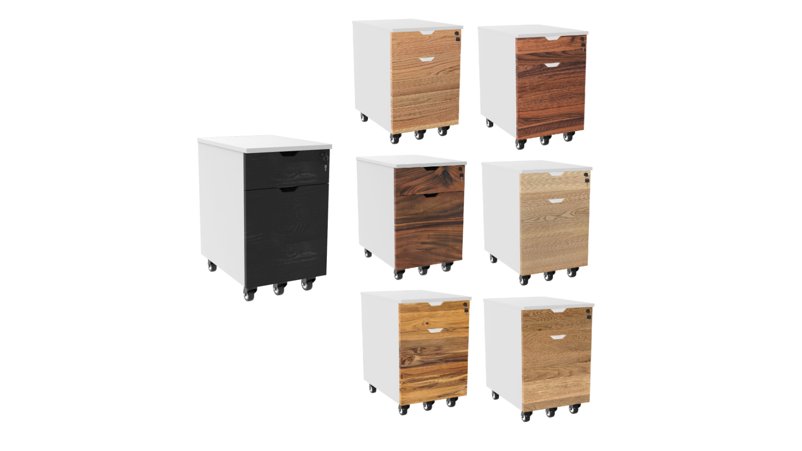 Desky White Hardwood Minimal Filing Cabinet