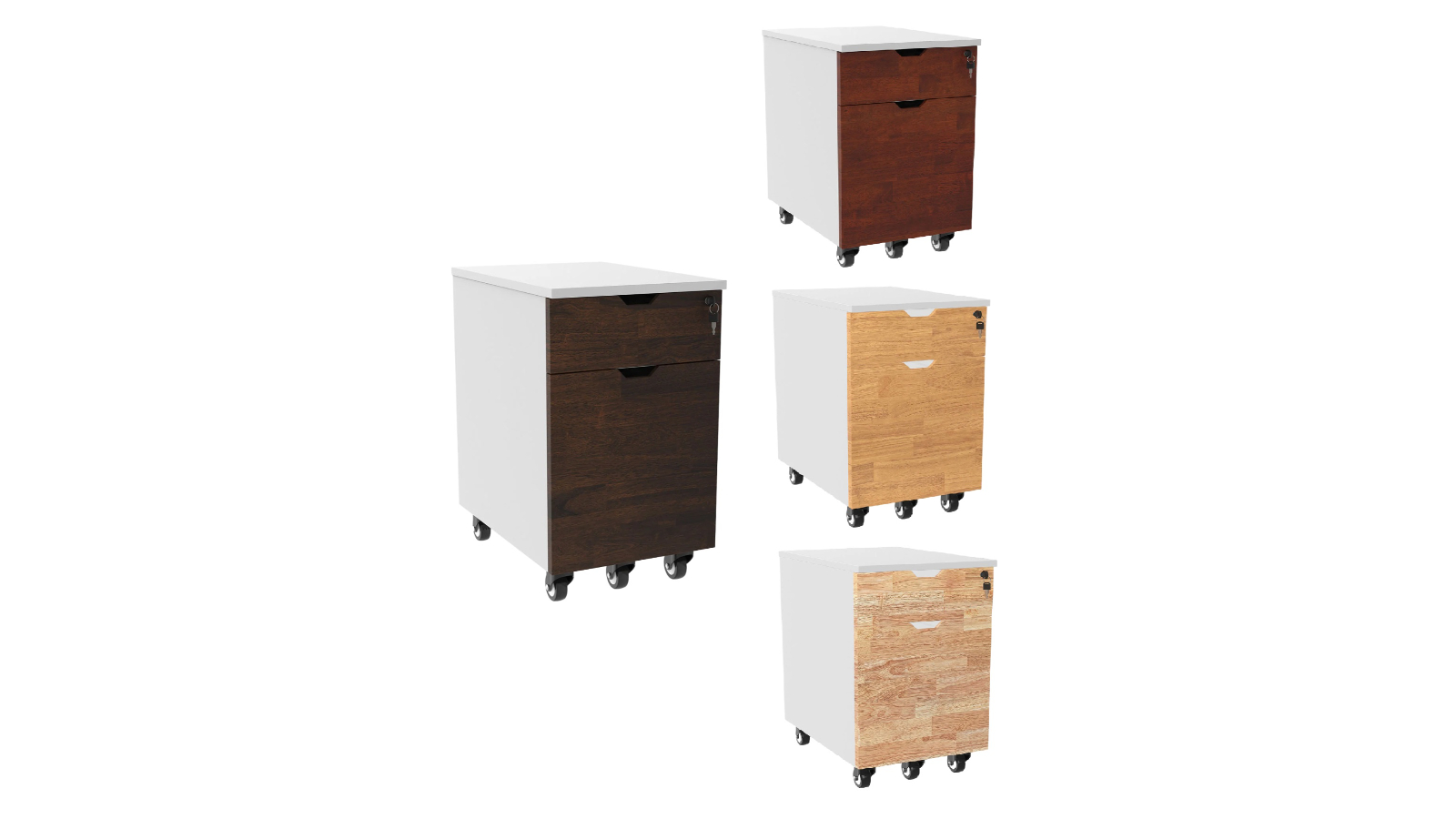 Desky White Rubberwood Minimal Filing Cabinet