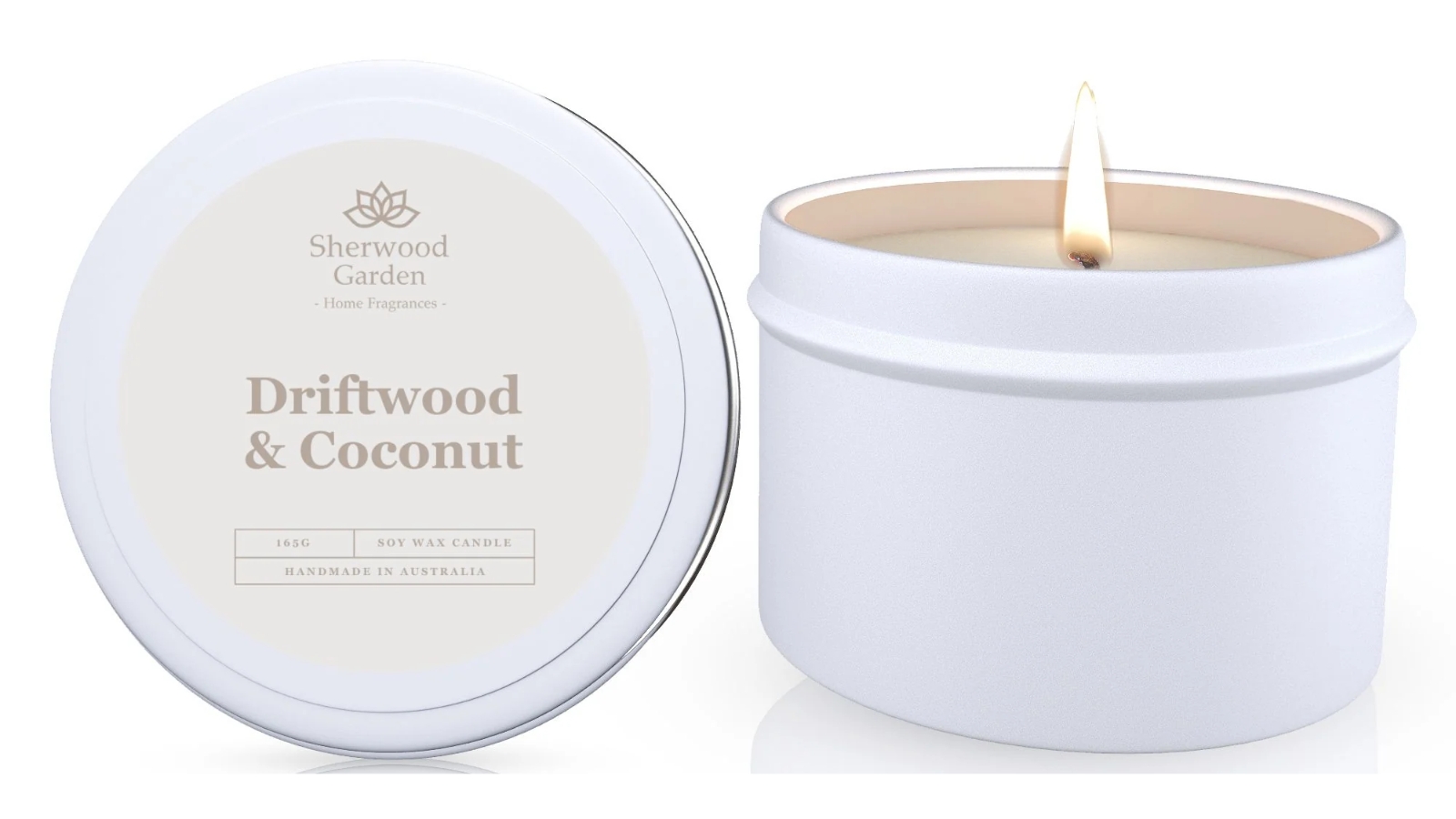 Sherwood Garden Home Fragrances Driftwood & Coconut Soy Candle Tin - 165g