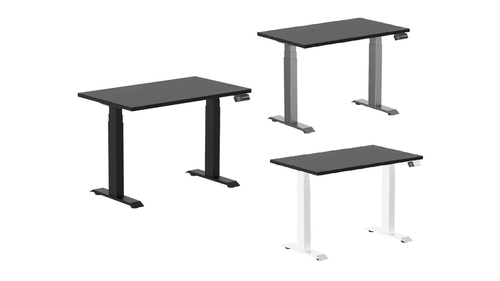 Desky Black Ash Dual Mini Hardwood Sit Stand Desk