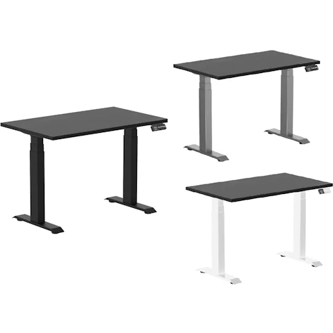 Desky Black Ash Dual Mini Hardwood Sit Stand Desk