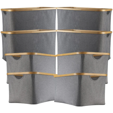 Little Label Co Set of 8 Dark Grey Linen Storage Basket