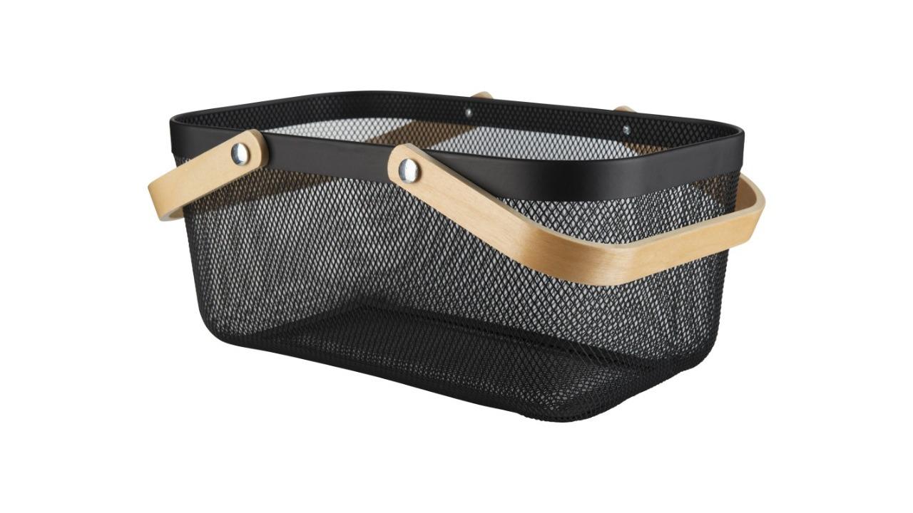 Little Label Co 6 Piece Set Dark Grey Linen Storage Basket - Black