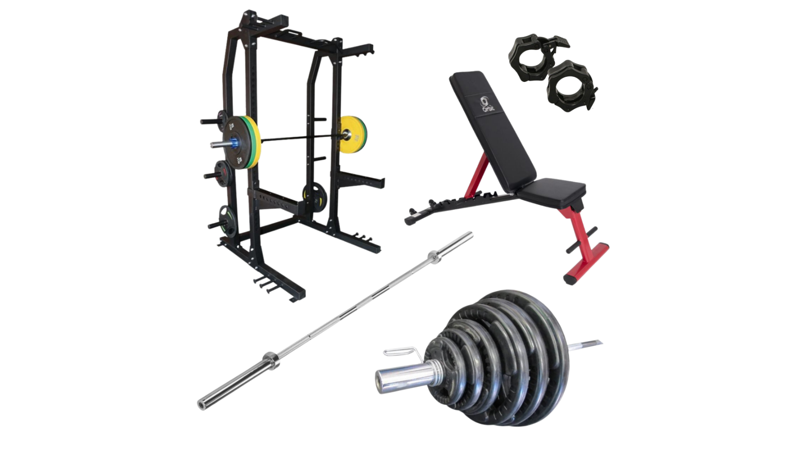 Fitness Hero Commercial Half Rack and Olympic Plate Home Gym - Package 5