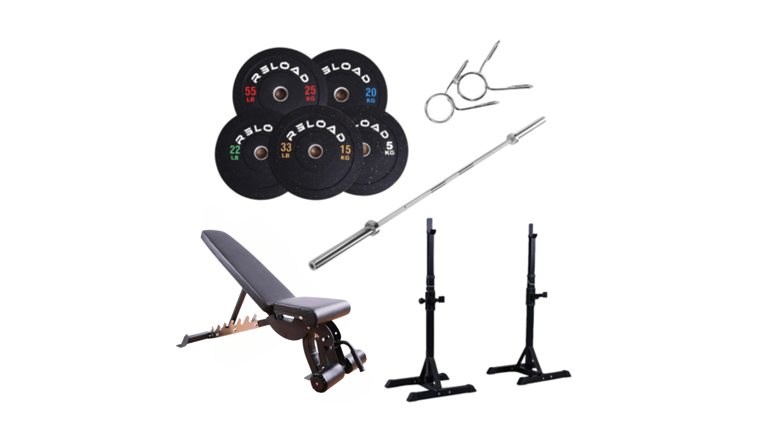 Fitness Hero Commercial Squat Rack and Bumper Plate Home Gym Package - 100kg