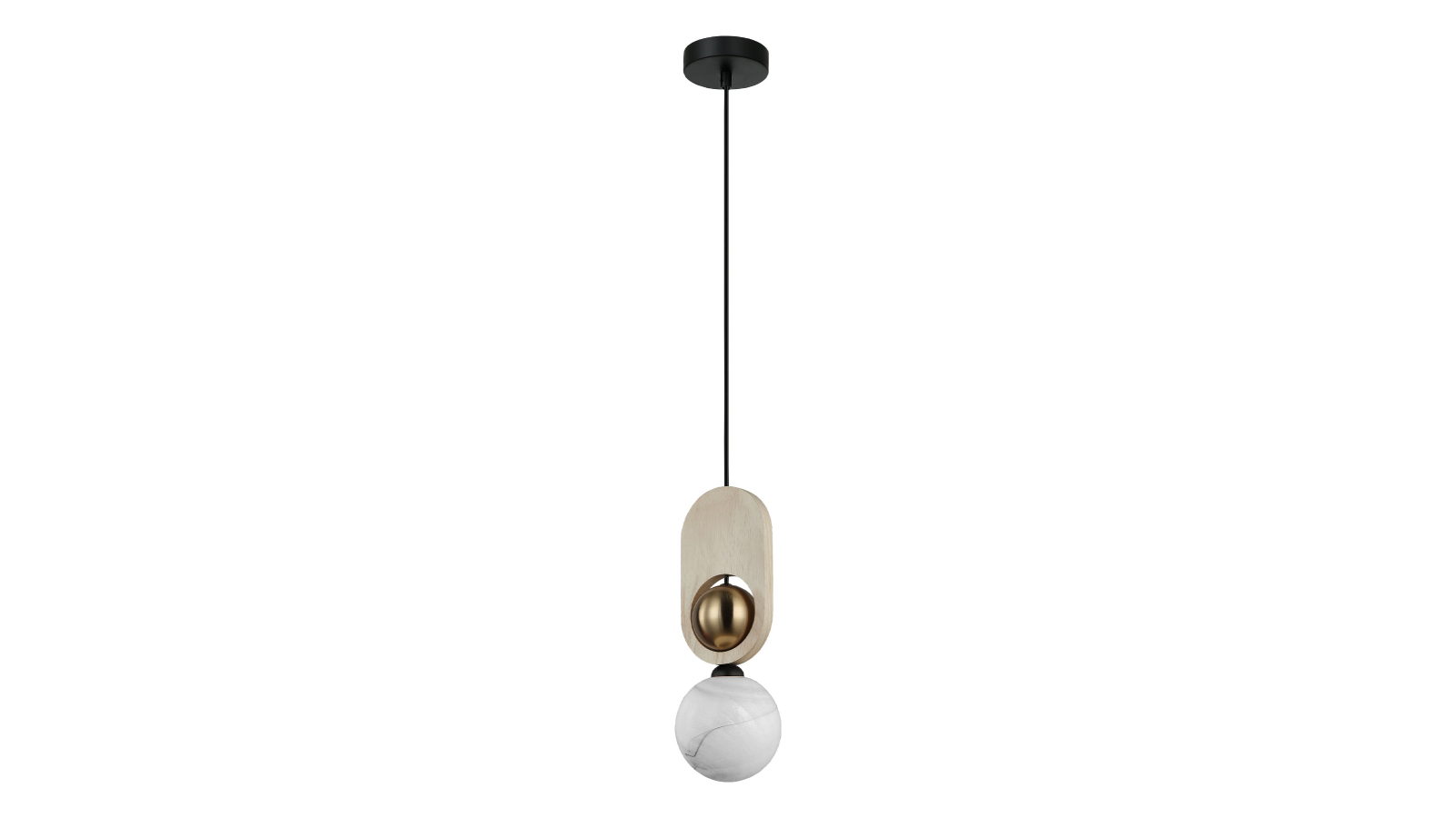 CLA Lighting Palta Opal Glass Brass Pendant Light - Natural Wood