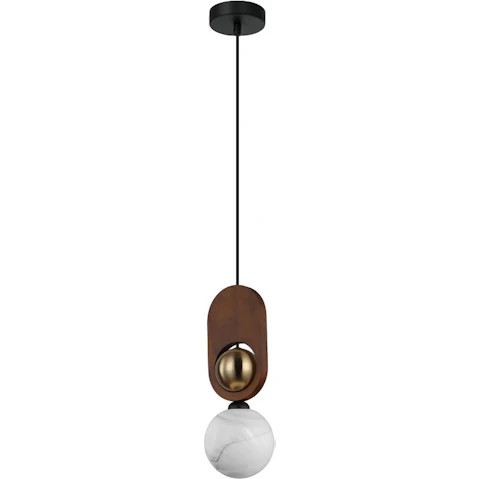 CLA Lighting Palta Opal Glass Brass Pendant Light - Red Wood