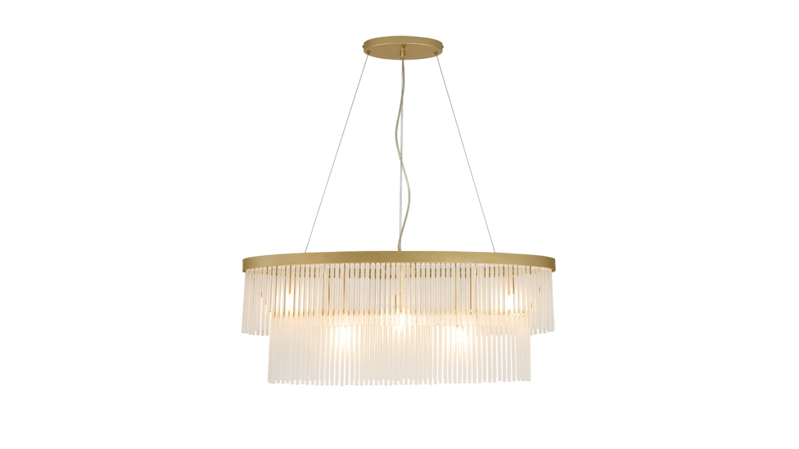 Luminea Pamela 5-Light Gold Luxury Frosted Glass Hanging Chandelier - Large