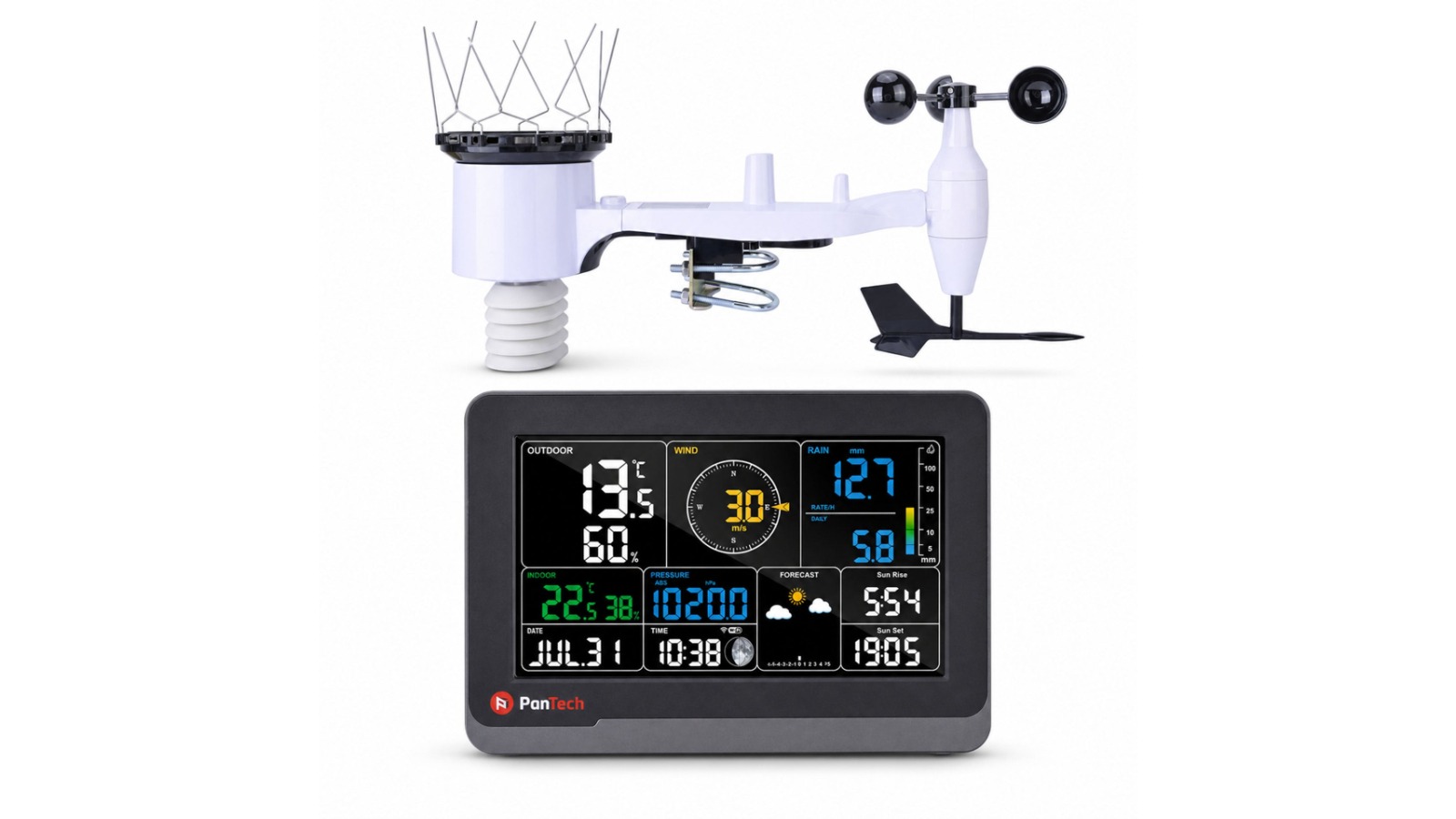 PanTech PT-WS3900 7.5inch LCD Wi-Fi Weather Station with Outdoor Sensor