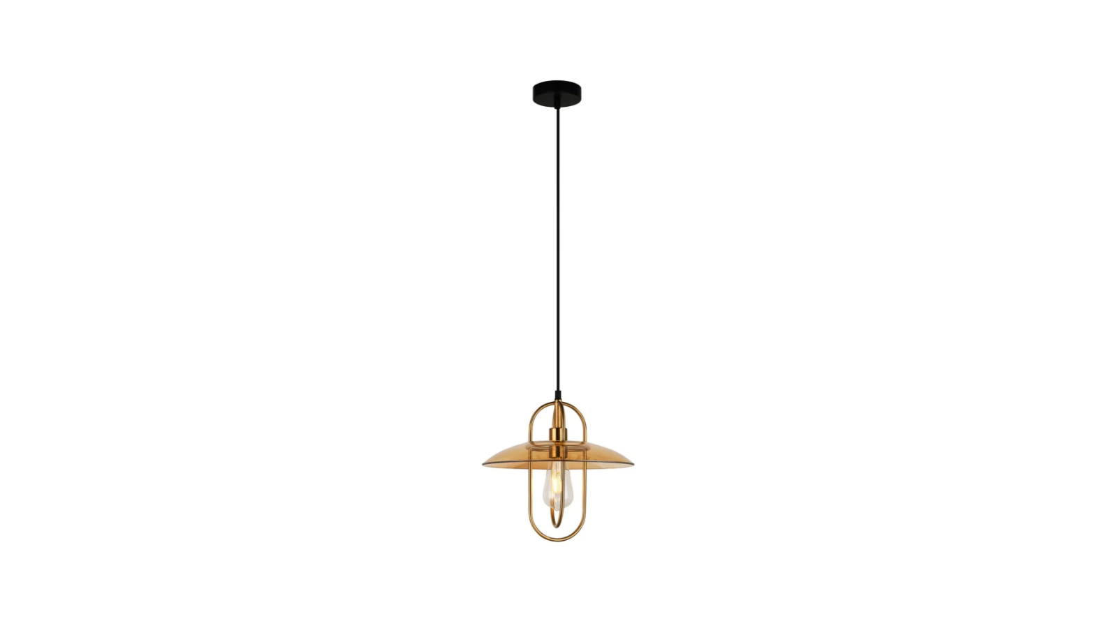 Papillon Antique Brass Oblong Iron with Amber Glass Coolie Pendant Light