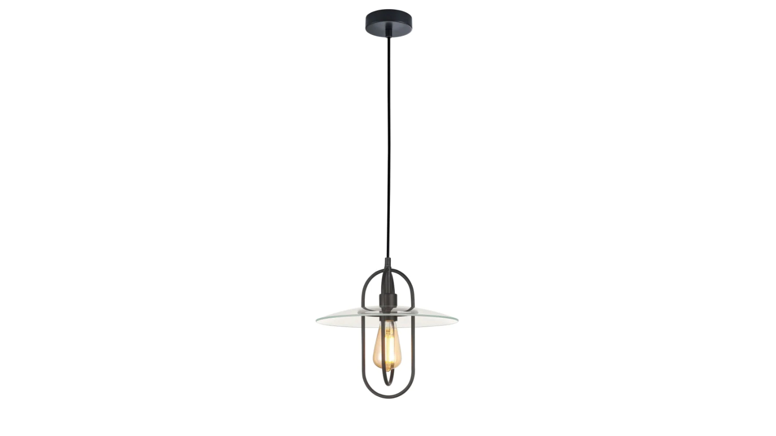 Papillon Matte Black Oblong Iron with Clear Glass Coolie Pendant Light
