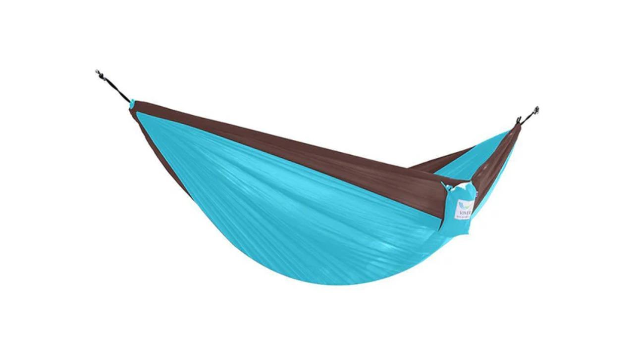 Vivere Double Parachute Hammock - Chocolate and Turquoise