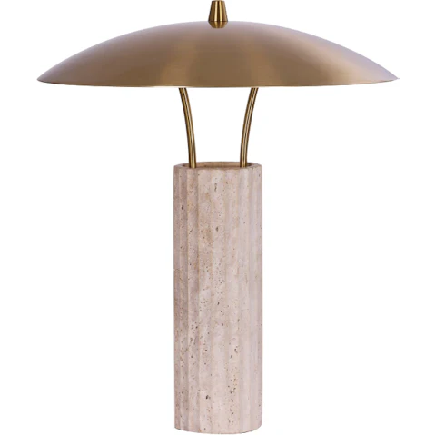CLA Travertine Brass Interior LED Table Lamp - Beige