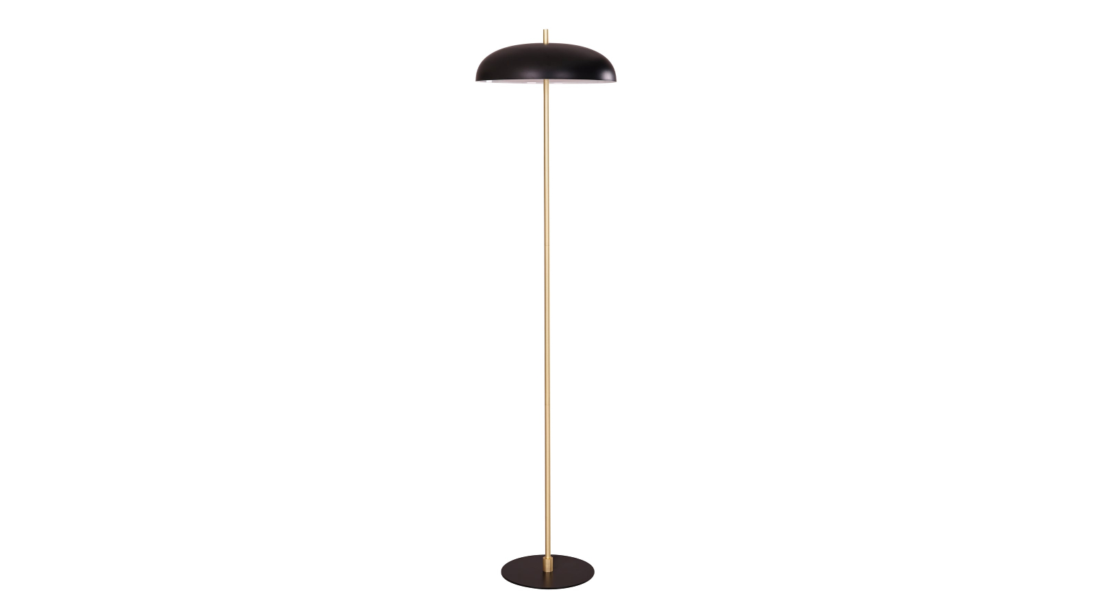 CLA Lighting Black Dome Paraguas Shade with Brass Rod Floor Lamp