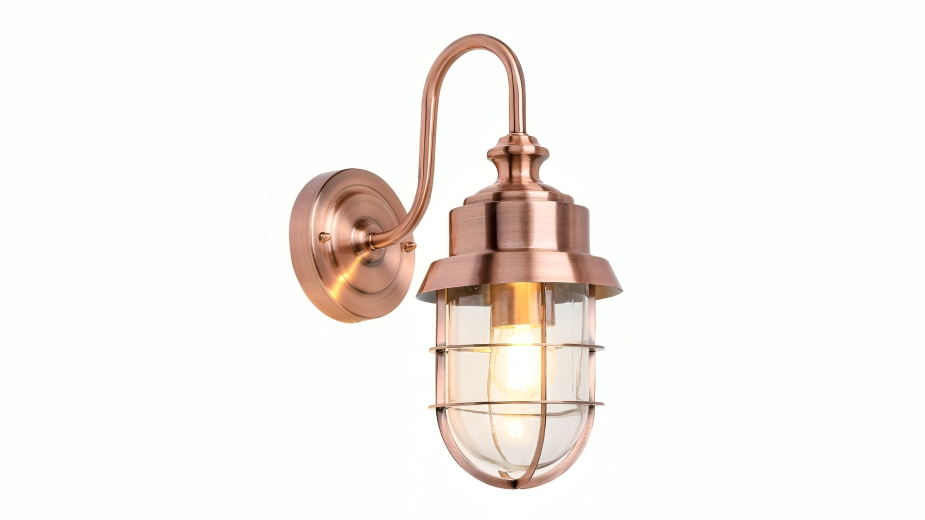 CLA Parol Cylinder Glass Exterior Wall Light - Copper/Brush