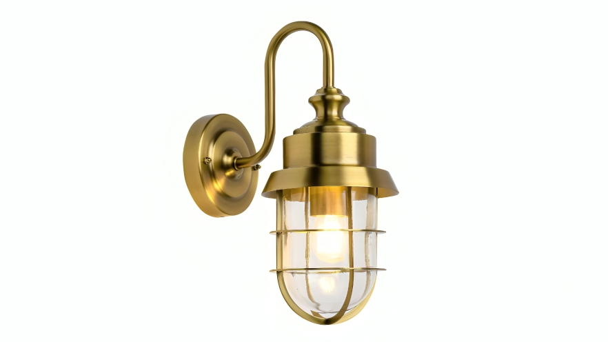 CLA Parol Cylinder Glass Exterior Wall Light - Brass/Brush