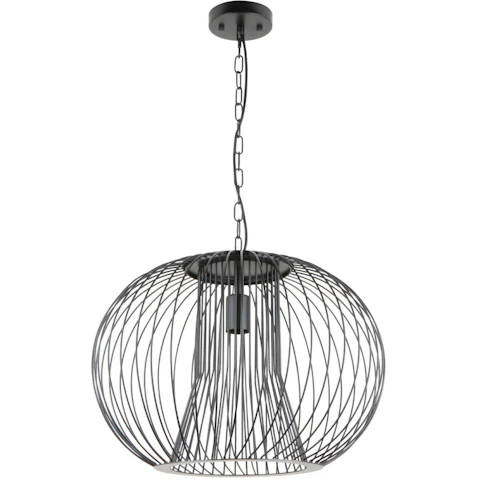 CLA Lighting Parrilla Interior Round Cage Matte Black Iron Pendant Light