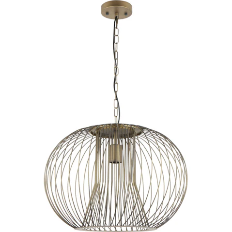 CLA Lighting Parrilla Interior Round Cage Imitation Antique Brass Iron Pendant Light