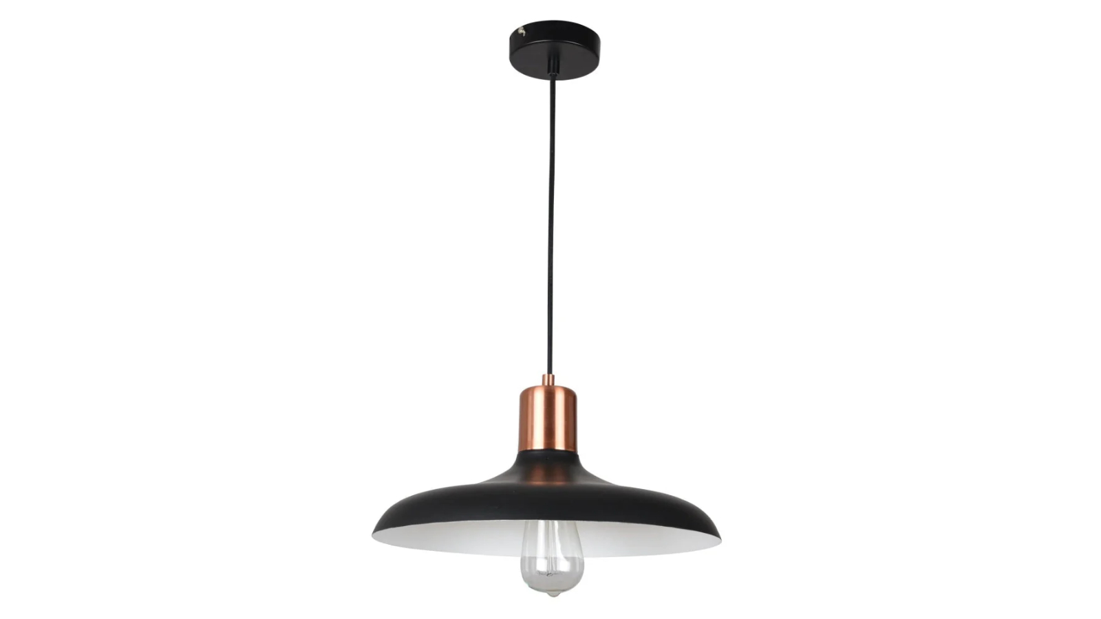 Pastel Scandinavian Dome with Copper Highlight Pendant Light - Matte Black