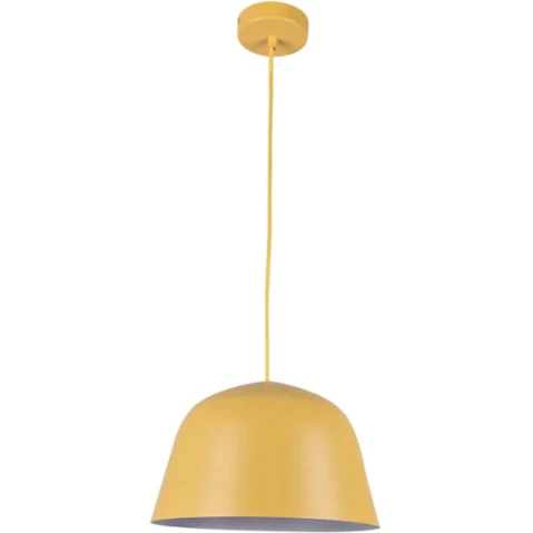 Pastel Scandinavian Angled Dome Pendant Light - Matte Yellow