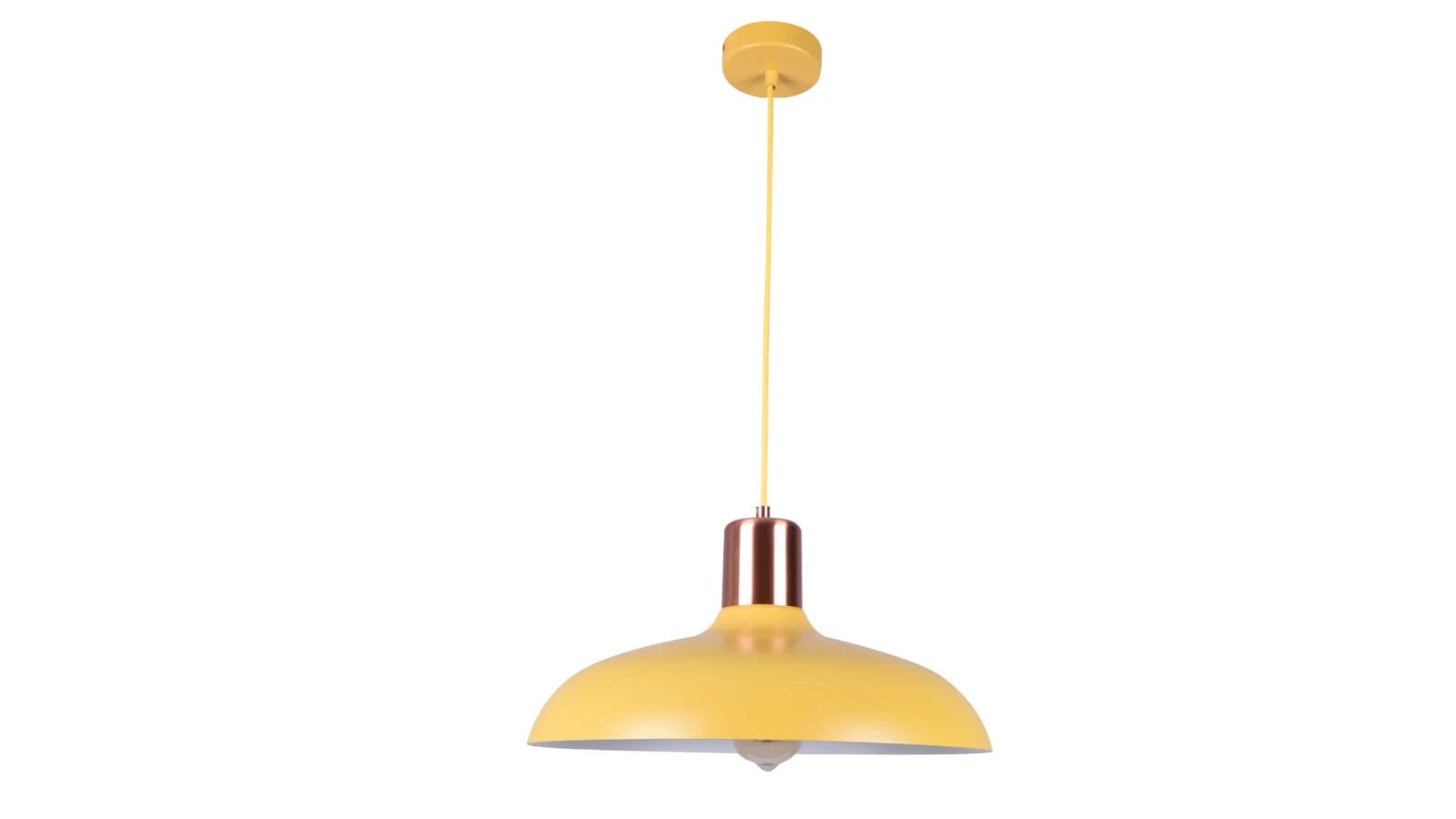 Pastel Scandinavian Dome with Copper Highlight Pendant Light - Matte Yellow
