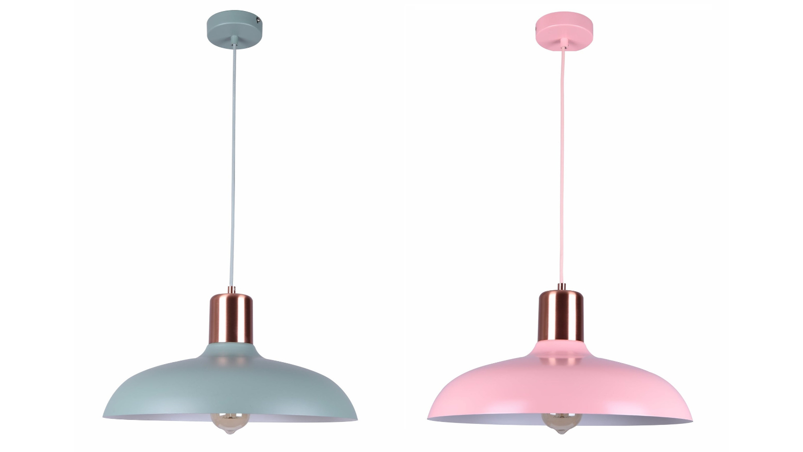 CLA Lighting 40cm ES Dome Pastel Pendant Light with Copper Highlight