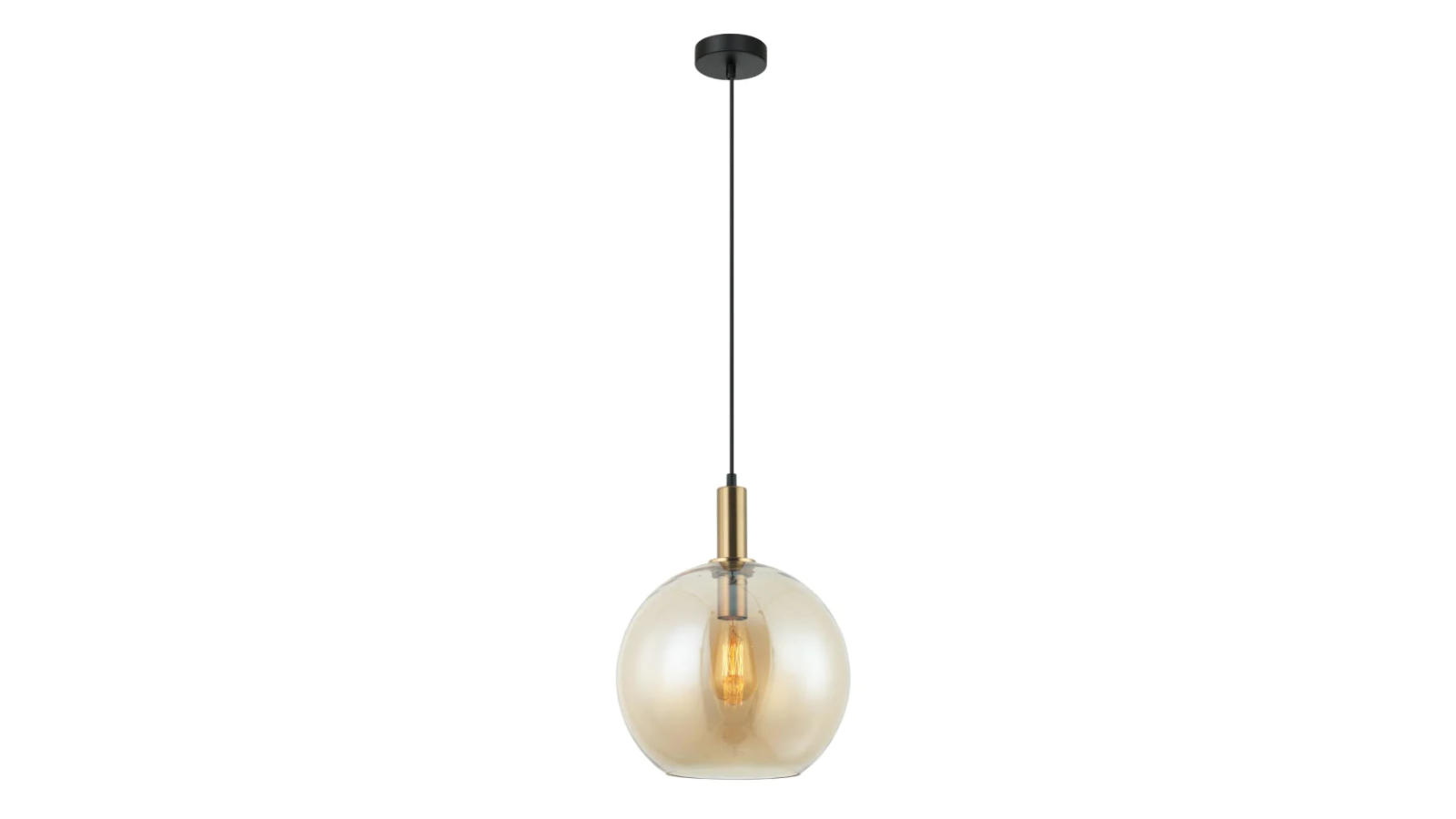 Patera Wine Glass with Extended Bronze Highlight Interior Pendant Light - Amber