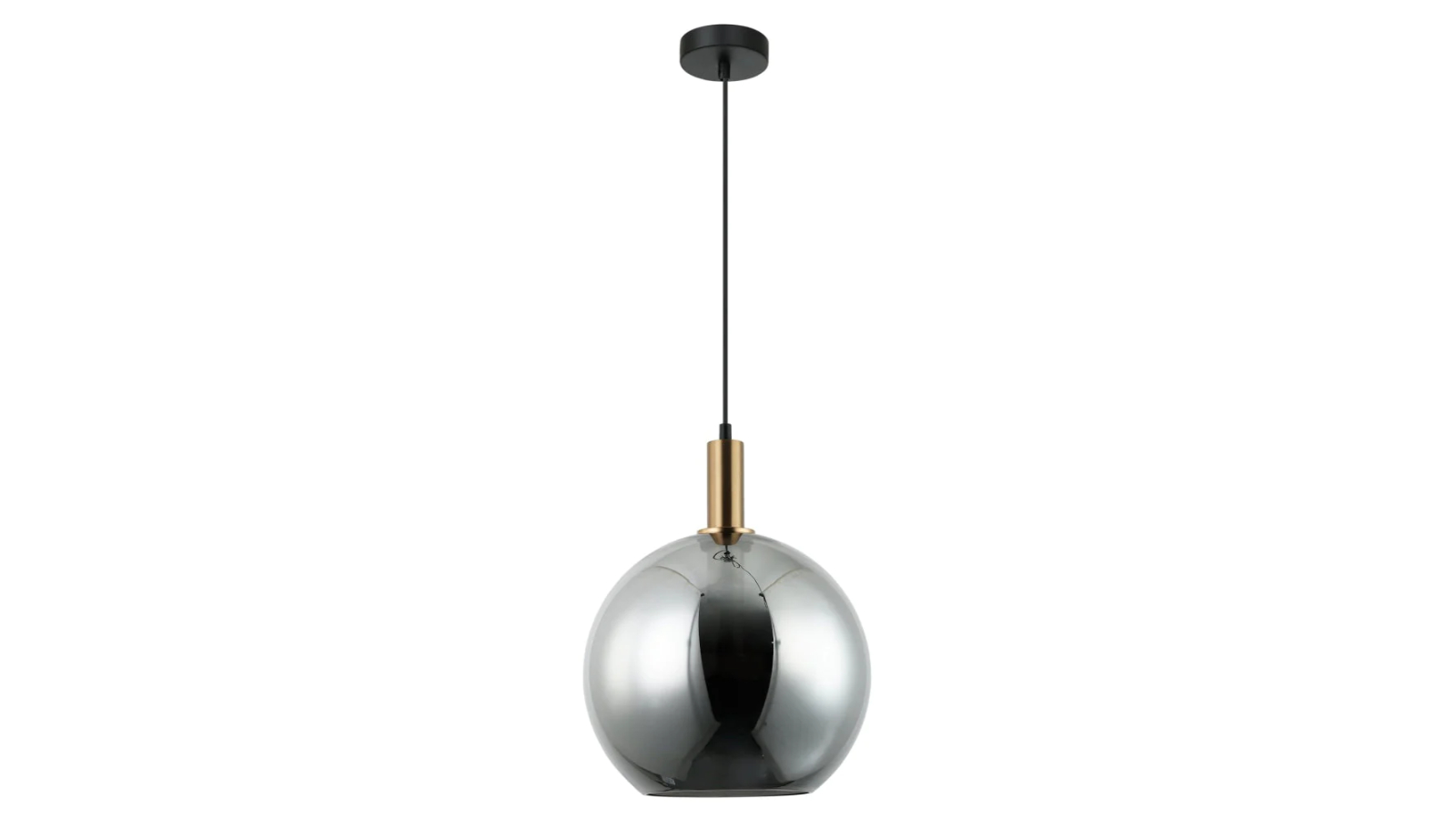 Patera Wine Glass with Extended Bronze Highlight Interior Pendant Light - Smokey Black