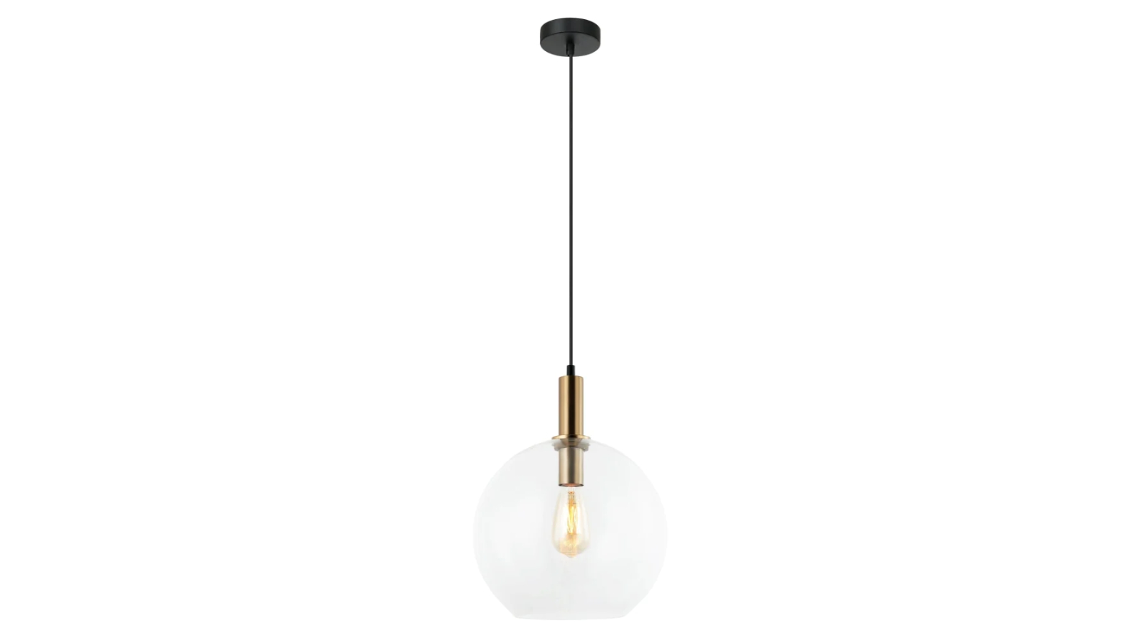 Patera Wine Glass with Extended Bronze Highlight Interior Pendant Light - Clear