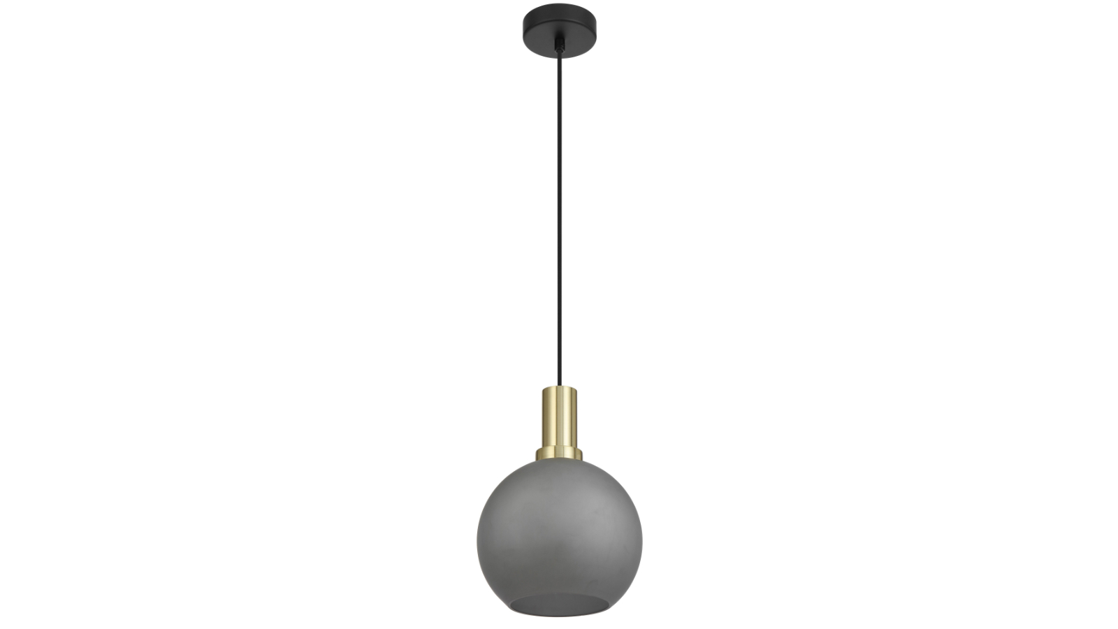 Pretty & Practical 20cm Rivamark Black Pendant with Gold/Grey Smoke Glass