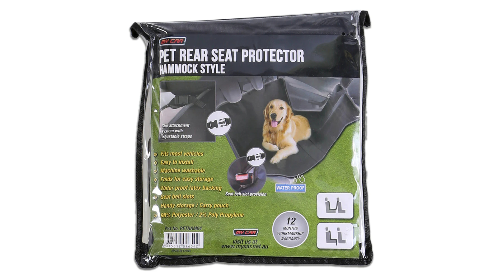 My Car Premium Pet Car Cover Waterproof Back Seat Hammock Non-Slip Protector Mat