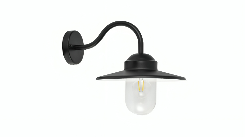 CLA Payong Exterior Sun Hat Clear Glass Diffuser Wall Light - Matte Black 