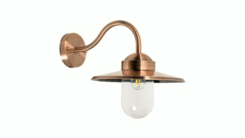 CLA Payong Sun Hat Electroplated Clear Glass Diffuser Exterior Wall Light - Copper/Brush